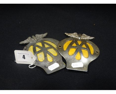     Two Vintage Aa Automobile Badges                                                