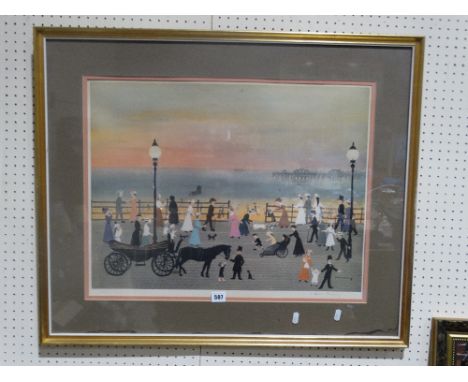     Helen Bradley, A Coloured Promenade Print, Signed In Pencil                     