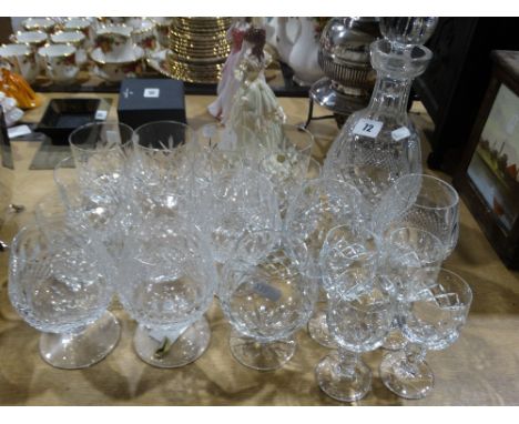     A Circular Based Cut Glass Narrow Necked Decanter, Together With A Quantity Of Cut Drinking Glassware                    