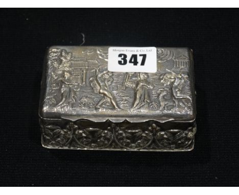     An Embossed Silver Trinket Box, The Lid With Scenes Of Musician Figures, Chester 1903                                    