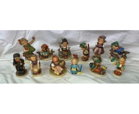 COLLECTION OF MJ HUMMEL FIGURES OF BOYS AND GIRLS - CHIMNEY SWEEP, SENSITIVE HUNTER, LITTLE HELPER AND MORE
