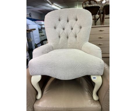 CREAM BUTTON BACK CHENILLE BEDROOM CHAIR 