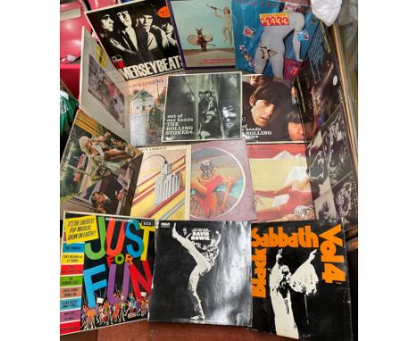 SELECTION OF VINYL LPS INCLUDING ROLLING STONES, BLACK SABBATH, 10CC AND OTHERS 