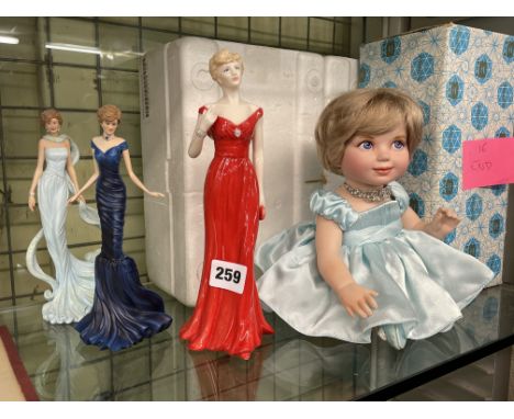 ROYAL WORCESTER 'TO CELEBRATE LIFE OF DIANA PRINCESS OF WALES' FIGURE AND OTHER RESIN LIMITED EDITION FIGURES AND DOLL
