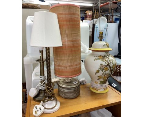 BALUSTER TABLE, LAMP, STUDIO POTTERY LAMP AND TWO OTHERS