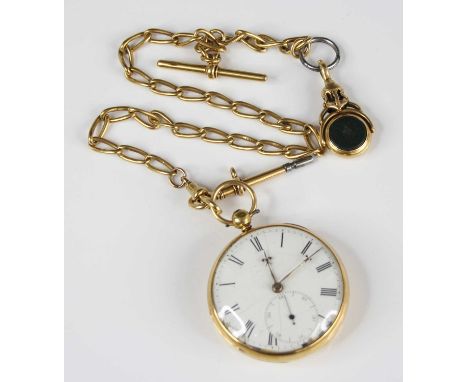 S I Tobias &amp; Co of Liverpool - a Victorian gent's 18ct gold cased open face pocket watch, having an unsigned white enamel
