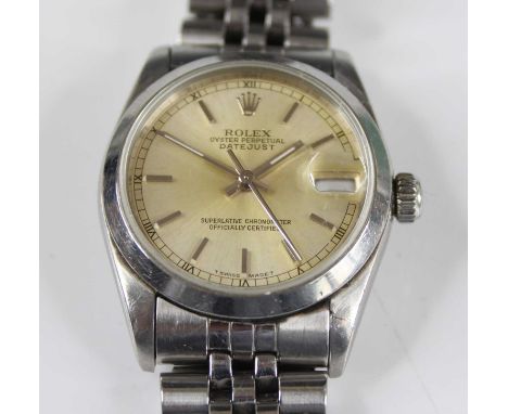 A Rolex Oyster Perpetual datejust superlative chronometer officially certified steel cased mid-size wristwatch, circa 1998, r
