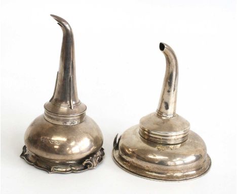 An early Victorian silver two-piece wine funnel, the pierced bowl having wavy shaped rim and scroll clip, bearing ornate call