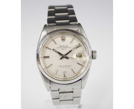 A Rolex Oyster Perpetual Date superlative chronometer officially certified gent's steel cased automatic wristwatch, having a 