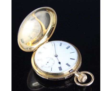 Charles Frodsham of London - an 18ct gold keyless full hunter minute repeating lever pocket watch, the signed white enamel Ro