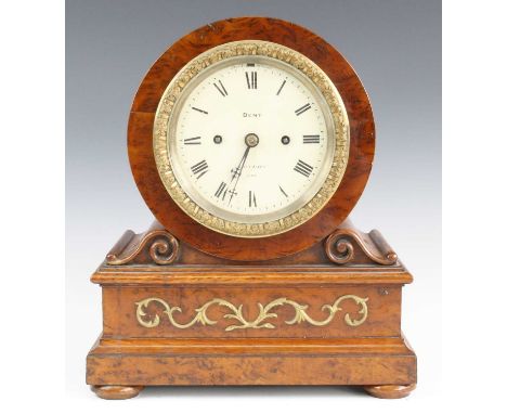 Dent of London - a Victorian walnut cased drumhead bracket clock, numbered 987, having a signed and numbered white enamel dia