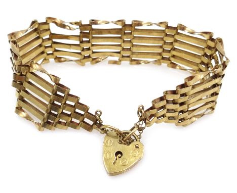 Gold six bar gate bracelet, hallmarked 9ct, approx 14.9gm Condition Report Click here for further images, condition, auction 