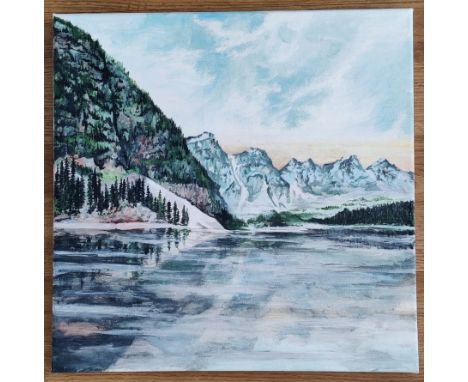 Tin Stanton, "Mountain View", acrylic on stretched canvas, 40 x 40cm, c. 2019. UK shipping £15. Tin Stanton is a creative art