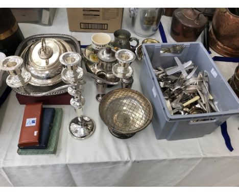 A quantity of King's pattern cutlery by Viners; together with EPNS to inc candlestick, entree dish etc