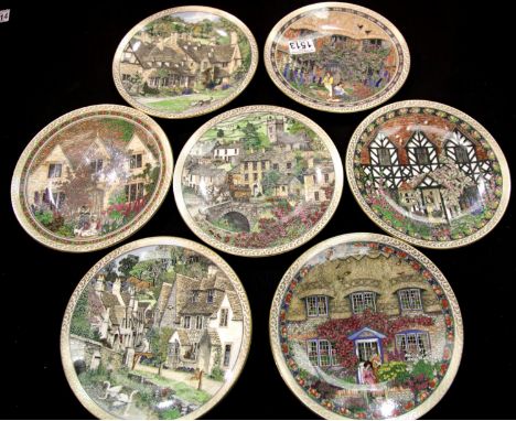 Seven Royal Worcester Sue Scullard collectors plates in The Villages series. P&amp;P Group 2 (£18+VAT for the first lot and £