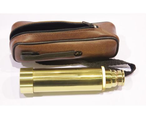 Monocular three draw brass telescope with case. P&amp;P Group 2 (£18+VAT for the first lot and £2+VAT for subsequent lots) 