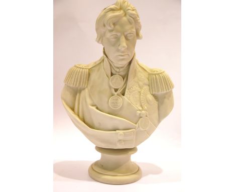 Copeland Spode bust of Admiral Lord Nelson by John Flaxman RAH: 31 cm. P&P Group 3 (£25+VAT for the first lot and £5+VAT for 