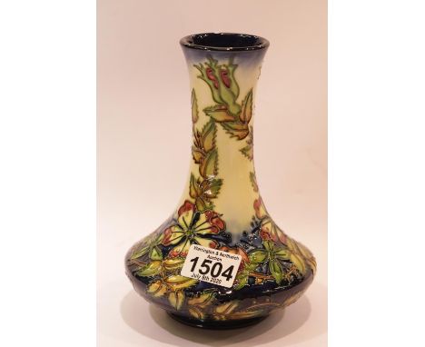 Large Moorcroft modern floral vase in the Sweet Briar pattern, H: 22 cm. P&amp;P Group 2 (£18+VAT for the first lot and £2+VA