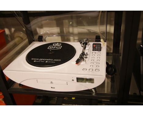 GPO Jive Music Centre ? 3 speed turntable: 33/45/78; CD/ MP3/ USB player; FM radio & remote control. This lot is not availabl