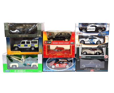 Sun Star, Bburago, Miasto, Corgi and similar, a boxed 1:18 scale group comprising of Maisto Special Edition "Police", Sun Sta