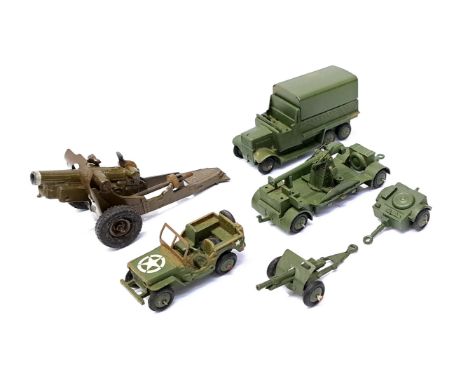 Dinky and Britains, an unboxed Mixed Military group to include Britains 1725 Royal Artillery 4.5 Howitzer,&nbsp; Dinky 151b &