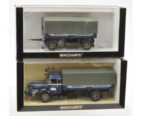 Minichamps 1:43 Scale Truck &amp; Trailer Boxed Pair, to include No.439069021 Krupp Titan Canvas Truck "Dachser", and No.4391