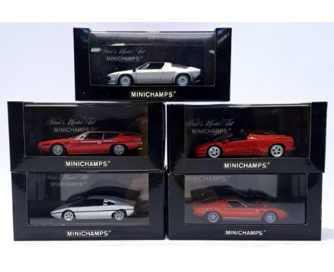 Minichamps, a boxed 1:43 scale Lamborghini group to include 40010303302 Espada 1970 "Red", 400103680 Jota 1970 "Red" and othe
