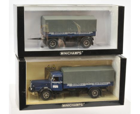 Minichamps 1:43 Scale Truck &amp; Trailer Boxed Pair, to include No.439079021 Bussing 8000 S Canvas Truck "Dachser" (1 of 200