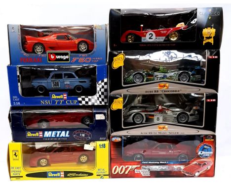 Maisto, Bburago, Revell, RC2 "Joy Ride" and similar, a boxed 1:18 and similar scale group to include 33848 007 "James Bond" F