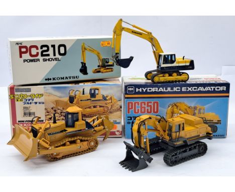 Shinsei &amp; Goods Wave Japanese 1:50 Scale Komatsu Construction Models Trio, to include Shinsei PC650 Hydraulic Excavator, 