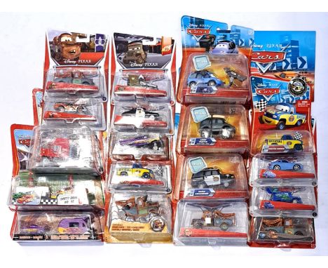 Mattel Pixar Cars, a carded TV and Film related group to include BBN18 Hudson Hornet, No. 35 Shifty Drug "Race O Rama", CBJ44