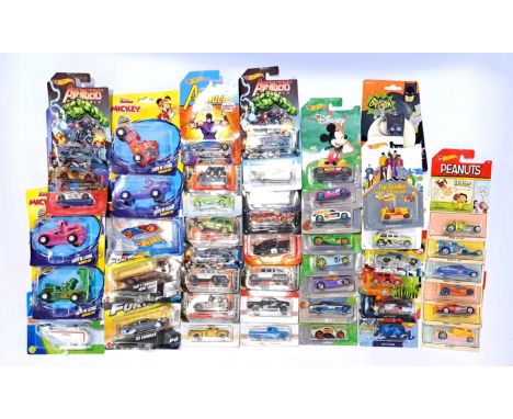Hot Wheels (Mattel) and similar, a carded group comprising of Disney, The Beatles, Marvel, Fast and Furious, Peanuts and simi