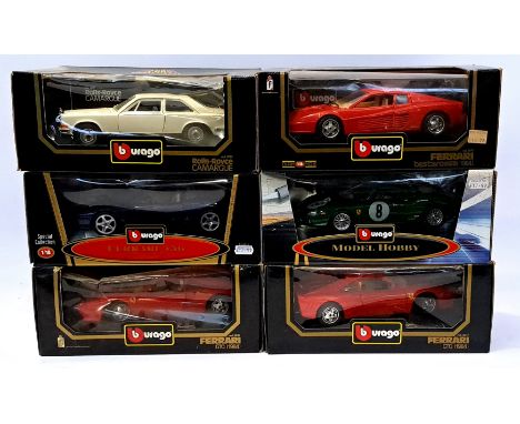 Bburago, a boxed 1:18 and 1:22 Scale group to include 3001 Rolls-Royce Camargue, 3027 Ferrari GTO 1984, 3019 Ferrari Testaros