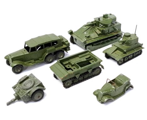 Dinky, an unboxed Military group comprising of Pre-War and Early Post-War, to include 152a Light Tank, 152b Six-Wheels Reconn
