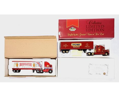 Matchbox, a boxed pair to include Matchbox Collectibles Kingsize DYM37796 Mack CH600 Millennium Tractor Trailer with Certific