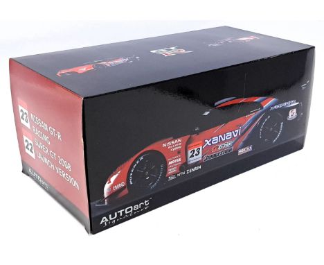Autoart, a boxed 1:18 Scale Nissan GT-R Racing Super GT 2008 "Launch Version" 80879. Although not checked for completness con