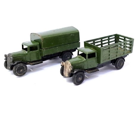 Dinky, an unboxed Pair, to include 25f Market Gardener's Wagon, Dark Green including Stake Back, Black Chassis, Smooth Hubs a