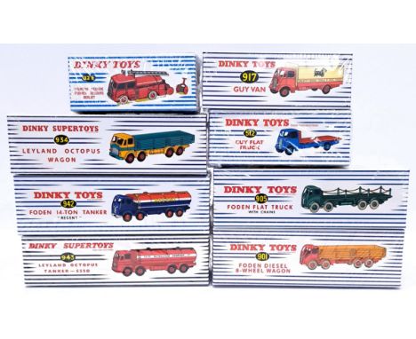 Dinky (Atlas/Norev), a boxed Factory Sealed Commercial group to include 943 Leyland Octopus Tanker "ESSO", 32E Fourgon Incend