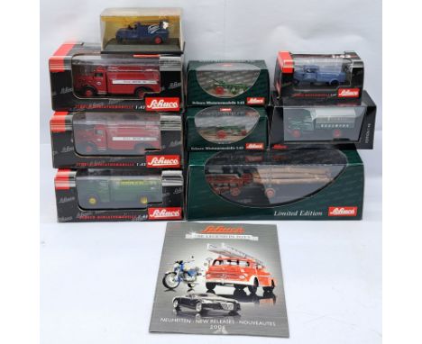 Schuco 1:43 Scale Commercial Group, to include No.03113 Unimog 401 with Long Timber Trailer, Mercedes L 6600 "Esso", No.03456