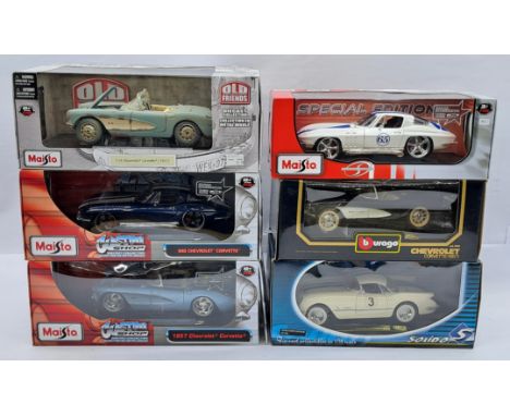 Maisto, Bburago &amp; Solido 1:18 Scale Chevrolet Corvette Group, to include Maisto Old Friends Series 1957 Corvette, Bburago