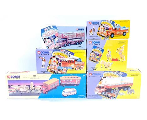 Corgi Classics "Chipperfields Circus", a boxed group to include 97896 AEC Pole Truck, 14201 Foden S21 Articulated Tank Traile