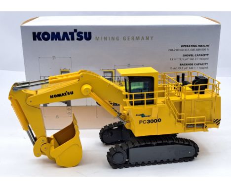 NZG 1:50 Scale No.545 Komatsu PC3000 Super Shovel Backhoe, condition appears to be Good Plus (1x strut cover is detached but 