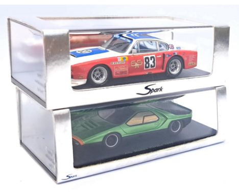 Spark, a boxed 1:43 scale Aston Martin and Alfa Romeo pair to include S0619 Alfa Romeo Carabo 1970 and S0571 Aston Martin AMV