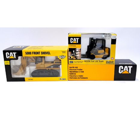 Ertl, Norscot and NZG, a boxed 1:50 and 1:25 Scale "CAT" group to include Cat 299 PR-450, 55059 GC25K Cat Lift Truck and 2676