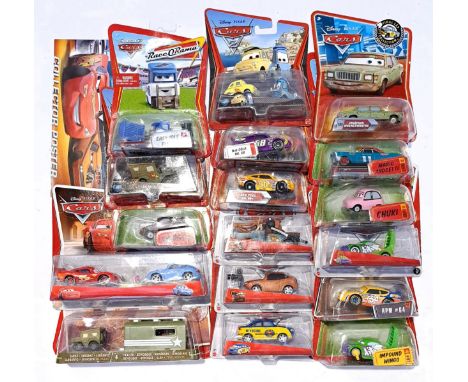 Mattel Pixar Cars, a carded TV and Film related group to include W1947 Luigi and Guido, BHN97 Racing Team Mater with Headset,