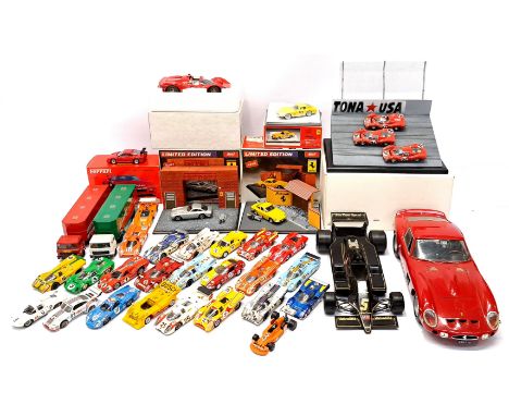 Model Best, Solido, Bburago, Pilen, Model Depose and similar, a partly boxed group comprising of Dioramas, F1, Performance Ca