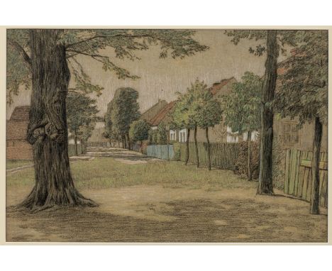 Christoph, Else (wohl 1880-1970, tätig in Berlin um 1930, lt. Dresslers Kunsthandbuch) , zugeschrieben"Dörfliche Straße"  Koh