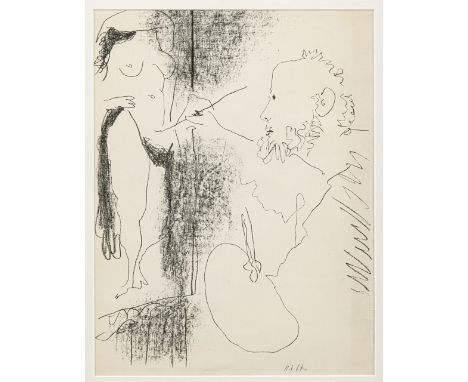 Picasso, Pablo (Málaga, Mougins 1881-1973) „Picasso Lithographe, Bd. IV“ (zum Thema: Maler und Modell)  Lithographie auf fest