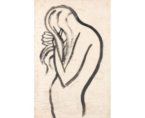 Drexel, Christof (Königstein/T., München 1886-1979) Weiblicher Akt mit langen Haaren im Profil  Sign. u. bez. „22“ (1922?), e