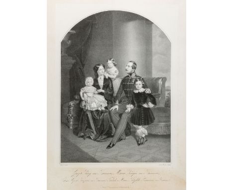 Georg V., König von Hannover mit seiner Familie   Georg V. König v. Hannover, Gemahlin Marie, Kronprinz Ernst-August und die 